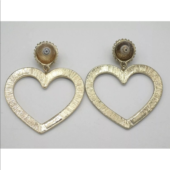 Sugarfix By Baublebar Heart Earrings Black & White Enamel Gold Tone Pierced - Picture 2 of 2
